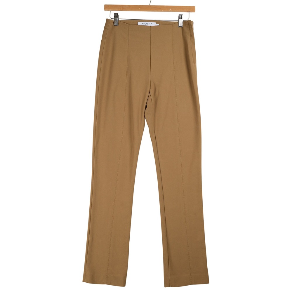 MM LaFleur Mejia Pant Camel Brown Stretch Cotton Slim Straight Trousers Size 4